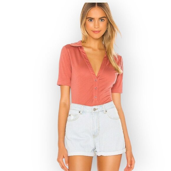 Revolve L'Academie Fernande Lyocell Top Deep Sea Coral M - Picture 13 of 13